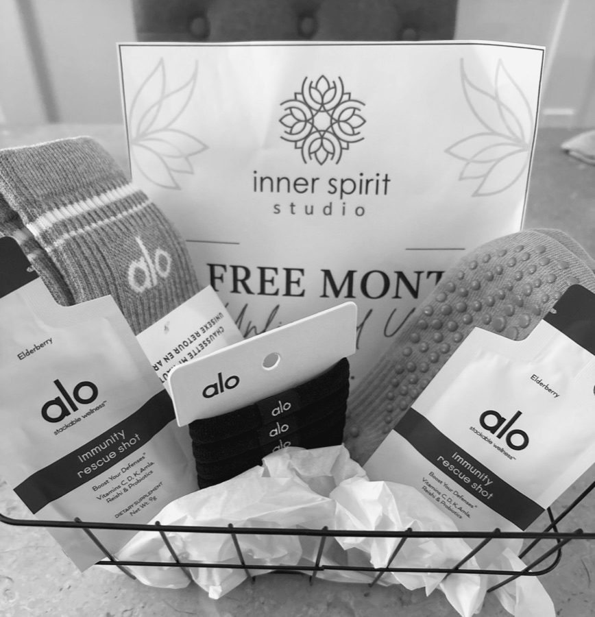 A welcome basket waiting at the front desk.